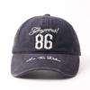 Embroidery washed denim blue baseball cap women's wide brim shows small face big head circumference hard top cap