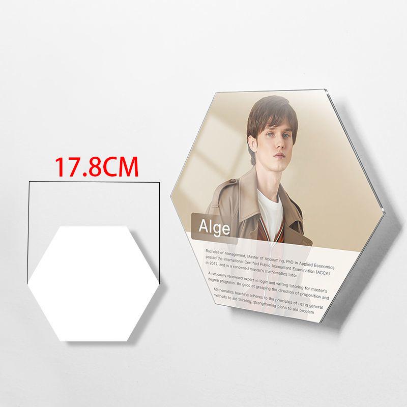 Hexagonal Acrylic Punch-free Floating Photo Frame Teacher Profile Hanging Wall Display Wall Enterprise Qualification Photo Wall