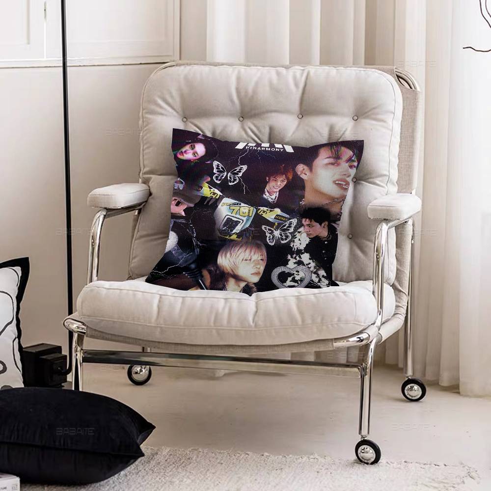Anpassad P1Harmony KPOP 45*45cm Kuddfodral Kuddfodral Dekoration Kuddfodral Hem Kuddfodral för Soffkudde
