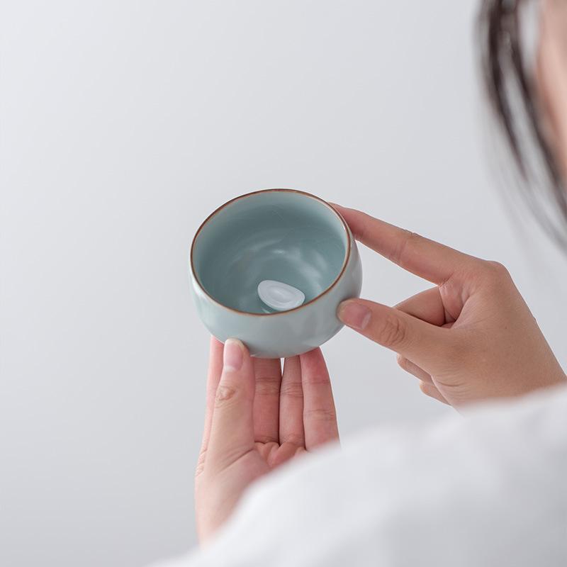 Tianqing Ru Kiln Cup Master Cup Handmade High-end Teacup Master Famous High-end Cup Kung Fu Tea Set