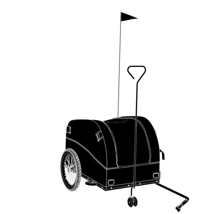 VidaXL Bicycle Trailer Black and Green 45 Kg Iron 94158