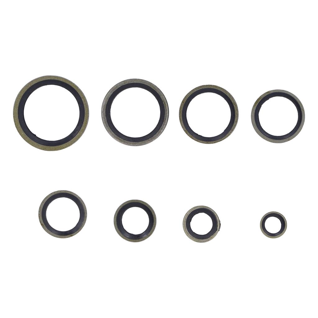 110 Pcs Oil Seal Washer M6 M8 M10 M12 M14 M16 M18 M20 Rubber Bonded Seal Oil Gasket Metal Sealing Washer