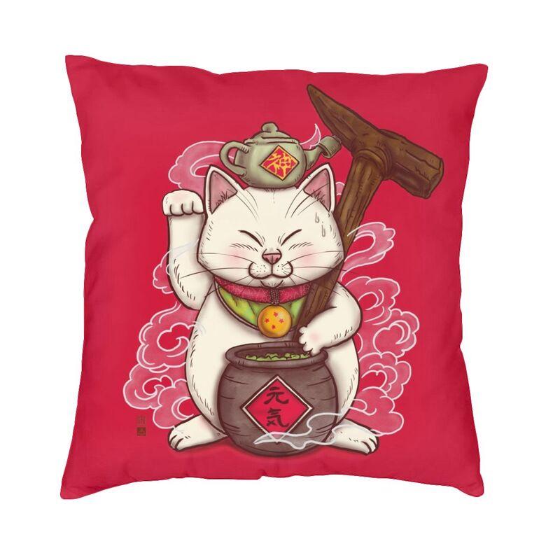 

Luxury Maneki Neko Waving Sofa Cushion Cover Soft Lucky Cat Japanese Charms Throw Pillow Case Home Decorative Pillowcase 30x30cm