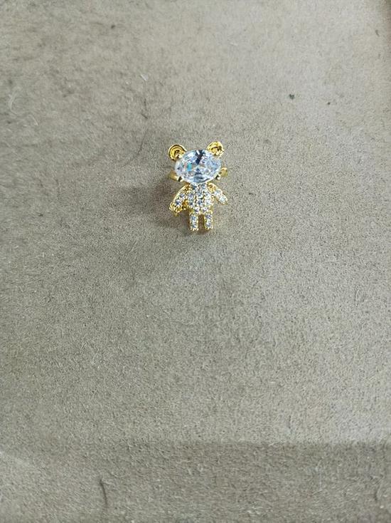 Luxurious Rhinestone Heart Bear Ear Clip: Sparkling No-Pierce, Versatile Earring