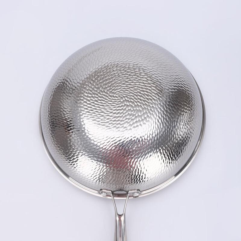 ZISIZ Hammer Pattern 304 Stainless Steel Non-stick Wok