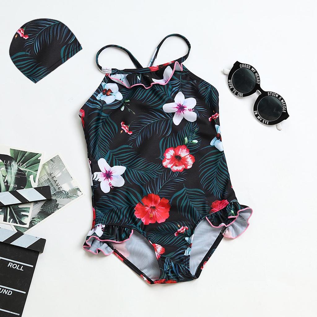 Comfortable Girls' One-Piece Swimsuit with Ruffles and High Elasticity - Multiple Styles Available