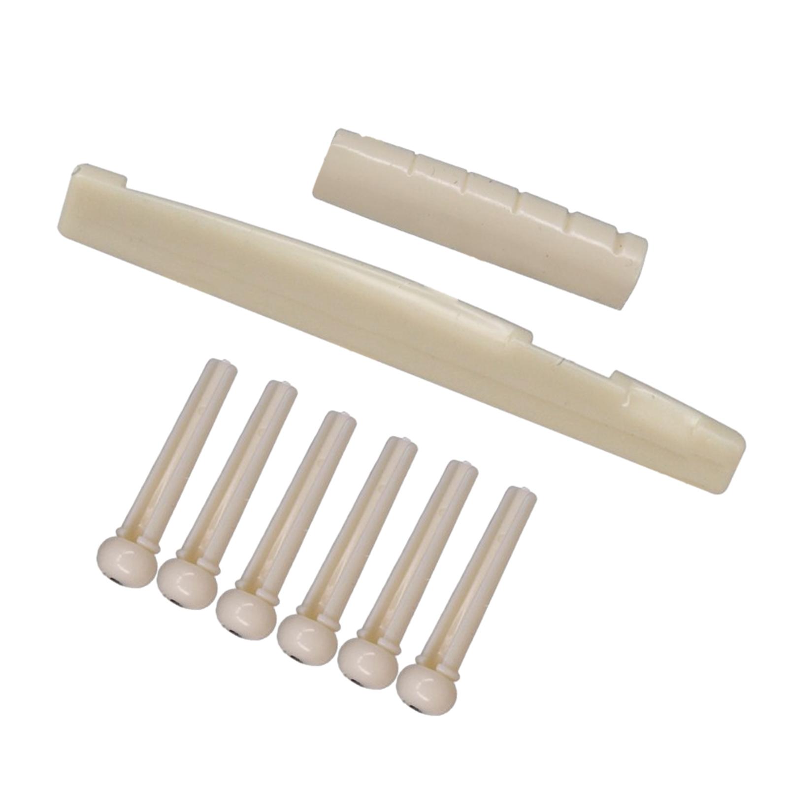 

Guitar Accessories Bridge Pins & Saddle & Nut Replacement 6 Strings Guitar Bridge Pins Saddle Nut Acoustic Tailpiece Set белый