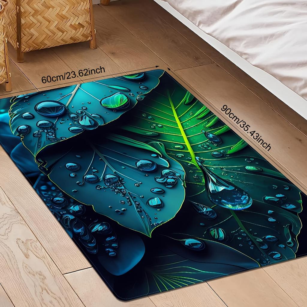 1pc, Living Room Large Rug,Rainforest Leaf Print Rug, Indoor Outdoor Entrance Floor Doormat Quick Dry Kitchen Mat Laundry Room Restroom Foot Mat