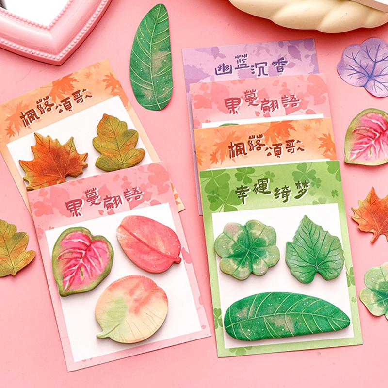 1 Piece Kawaii Stationery Natural Plant Leaf Sticky Note Memo Pad Office Planner Sticker School Supplies