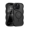 Luxury Wavy Frame Translucent Magnetic Wireless Charge Shockproof Case For 16E 16 15 14 13 12 Pro Max Plus Cover