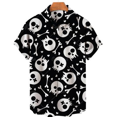 Fashion Men's Short Sleeve 3d Skull Print Hawaiian Shirts Summer Casual Tops Beach Shirts Outdoor Men's and Women's Shirt