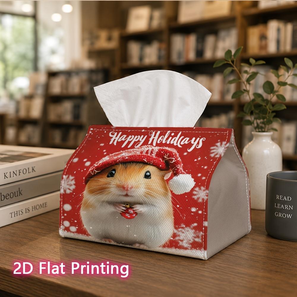 1pc, 2d Flat Printing, Tissue Box Cute Hamster Pattern Printed Tissue Box, Suitable for Bathrooms, Living Rooms, Bedrooms, Dressing Tables, Coffee Tab