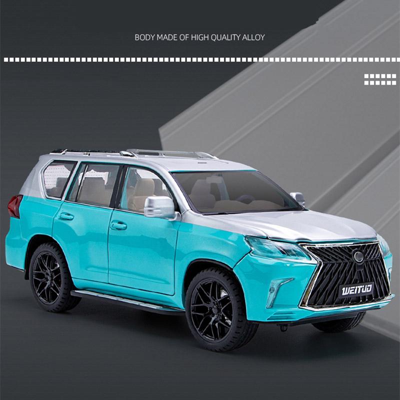 1/18 LEXUS LX570 SUV Toys Alloy Car Model Diecast Metal Giant Off-Road Vehicle Simulation Sound Light Hobbies Collectible Kid Toy Gift