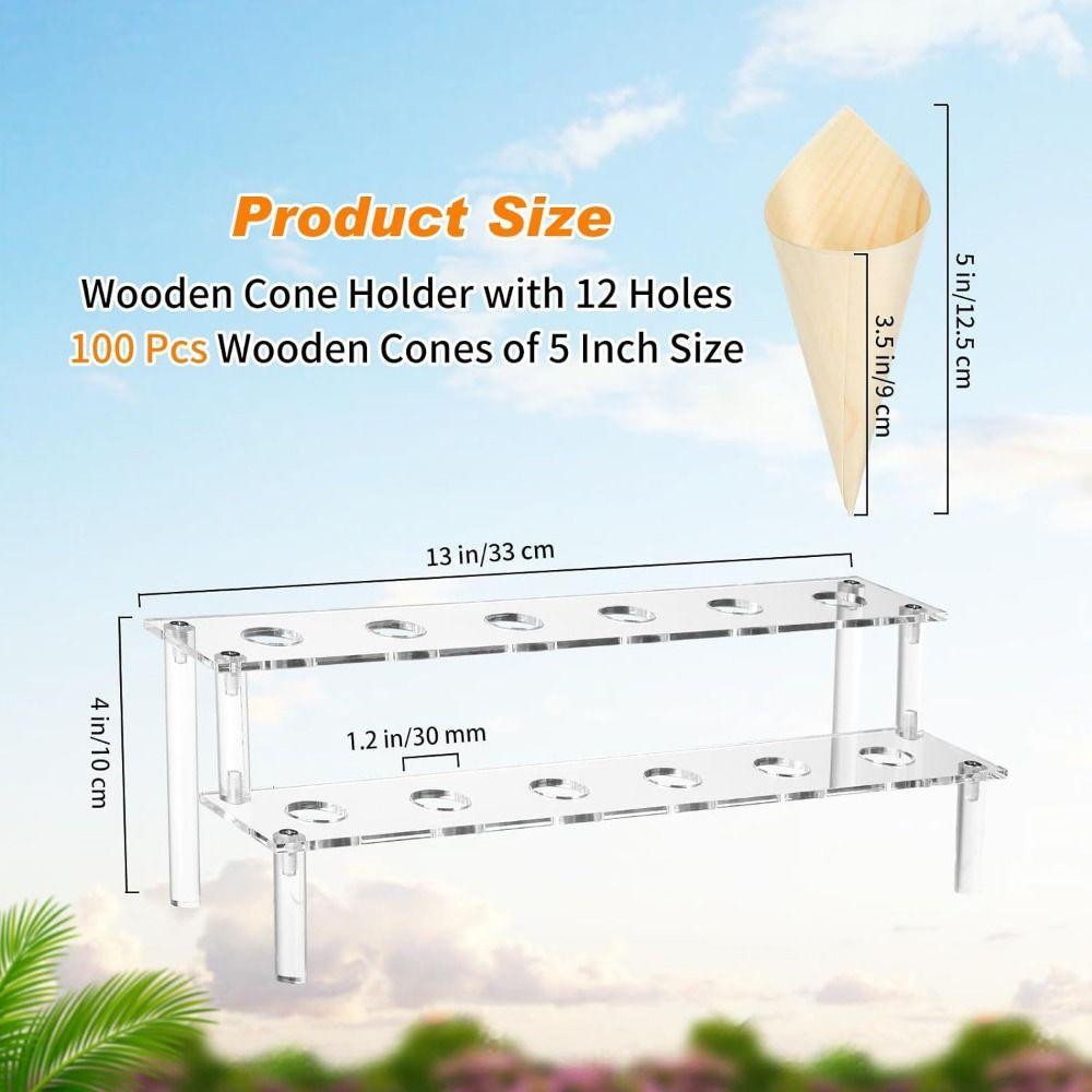 Thick Clear Cones Display Holder 12 Holes Snack Storage Rack Desktop Desserts Organizer  Wedding