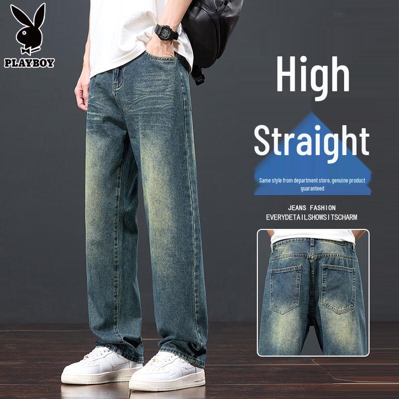 PLAYBOY Men s Retro Loose Straight-Leg Jeans 28