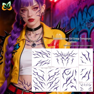 Demon Hunter Cosplay Luminous Tattoo Stickers Set for Girls & Boys