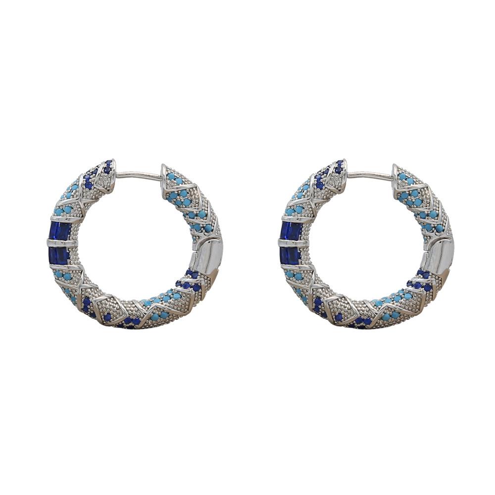 Vintage Blaue Zirkonia Creolen Elegante Minimalistische Luxus Ohrringe für Damen