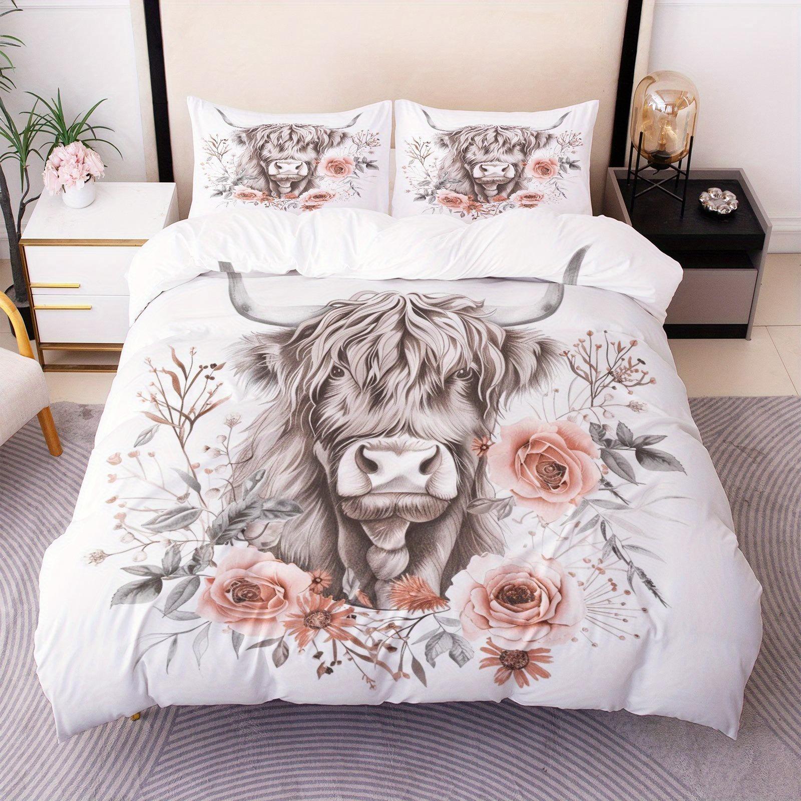 

Highland Cattle Duvet Covet Set 3D Print Bedding Set Twin Queen Double Size Duvet Cover Set Pillowcase No Sheet Festival Decor Eu Single 135x200cm