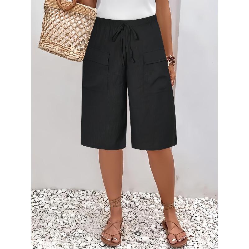 QICED Women's Fashion Casual Solid Color Print Pants & Capris