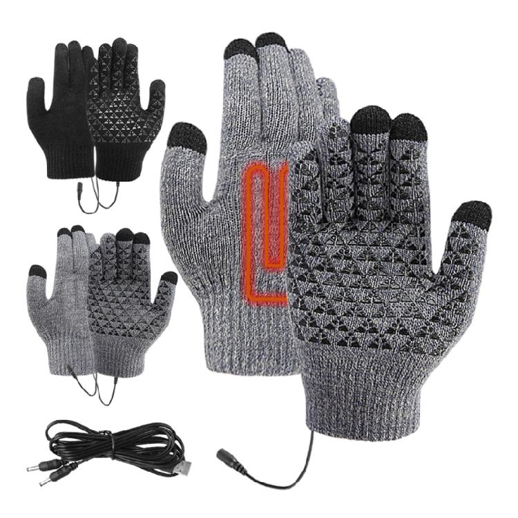 Knitted Heating Glove Hands Warmer Mittens Full Finger Gloves Thermals Glove for Winter, USB Heated Gloves for Men Women