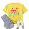 Polyester 100% New Best-selling But God Letter-printed Short-sleeved Women's Casual Spring and Summer Casual Round Neck Summer