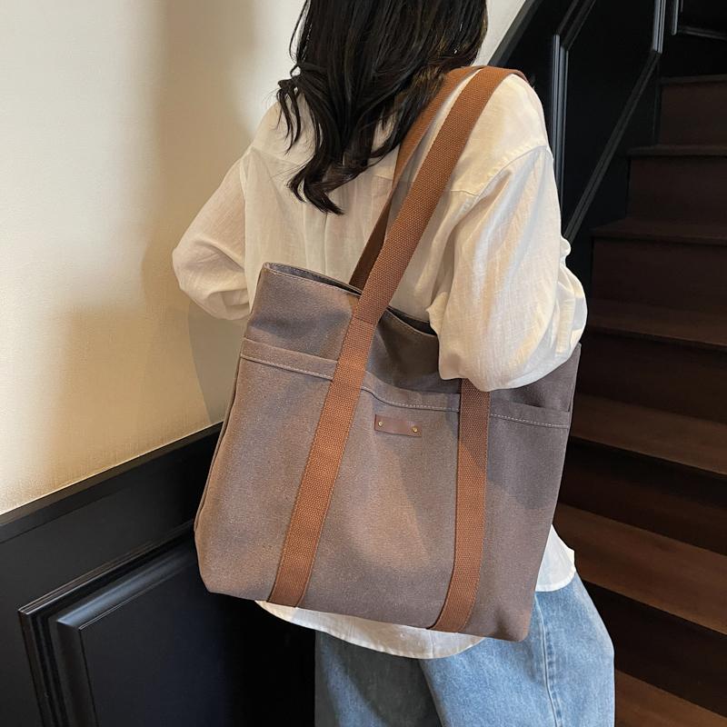 Large Capacity Canvas Travel Bag Commuter Shoulder Bag Shopping Bag Women's Handbag