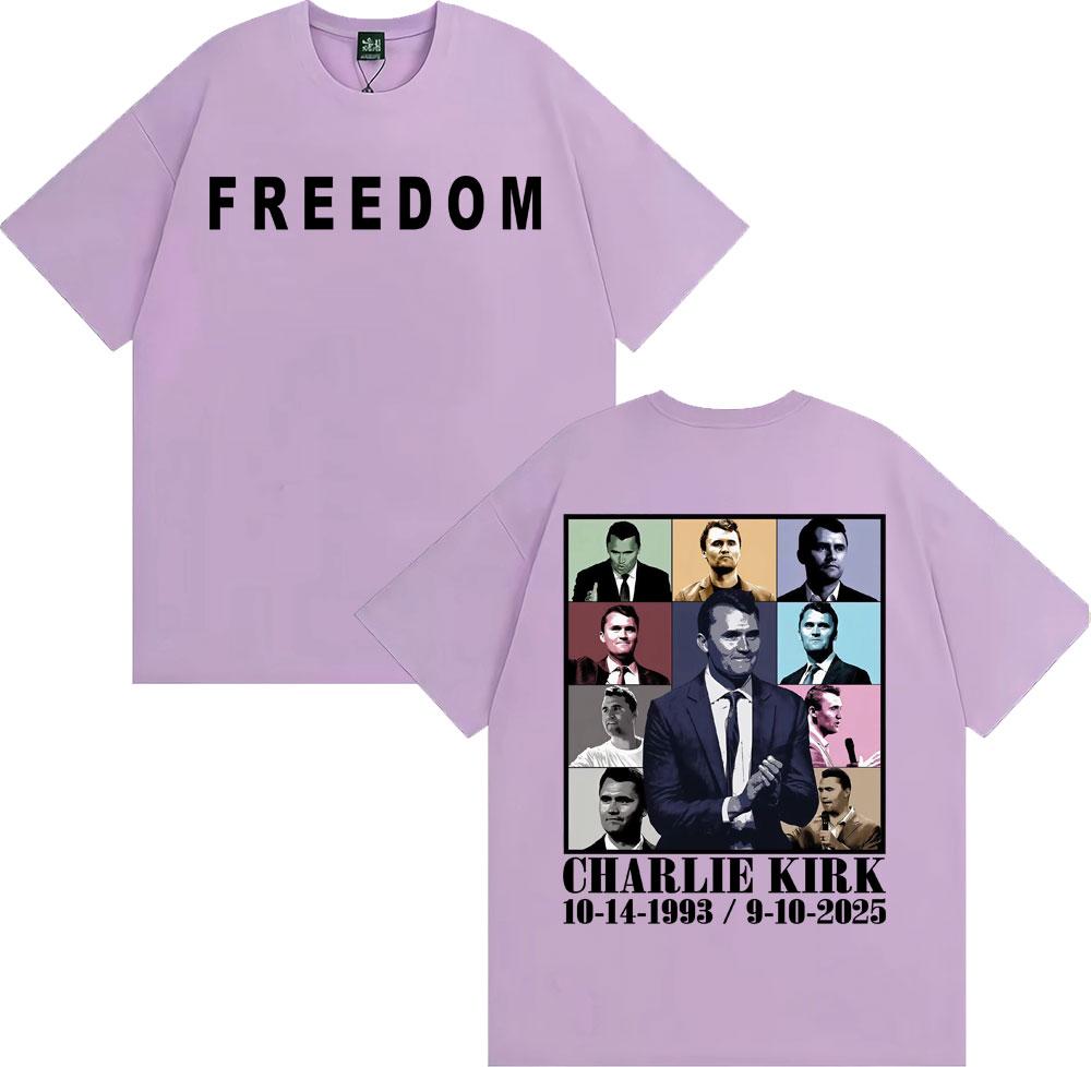 Justice for Charlie Kirk Memorial Freedom Tshirt Unisexs Clothing Fashion High Street Trend T Shirts Cotton Comfort Casual Tshirt