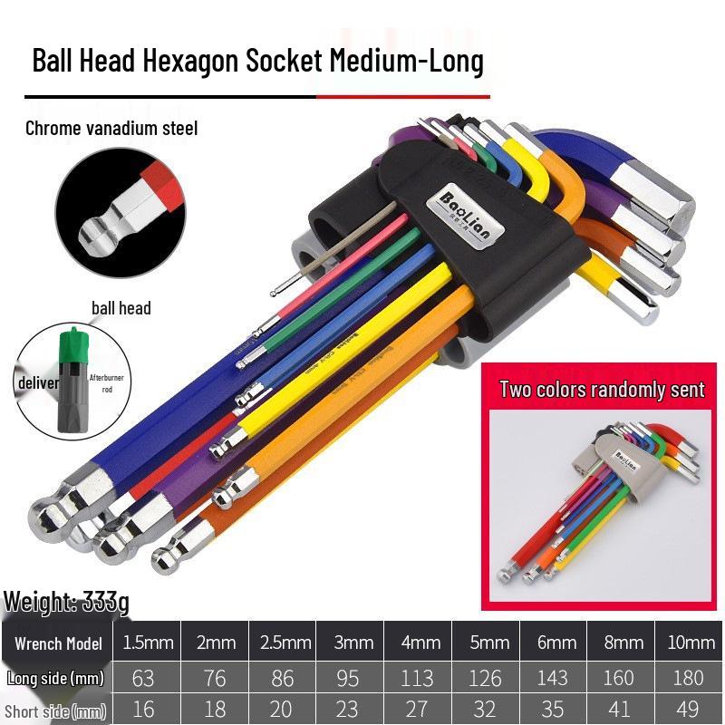 Colored Hex Key Set with Multifunctional 6-Point Screwdriver