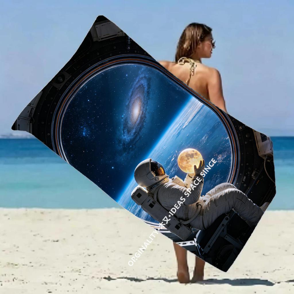 Space Astronaut Galaxy Beach Towel Patterned Sunscreen And Windproof Suitable For Swimming Pool Camping Travel Blanket