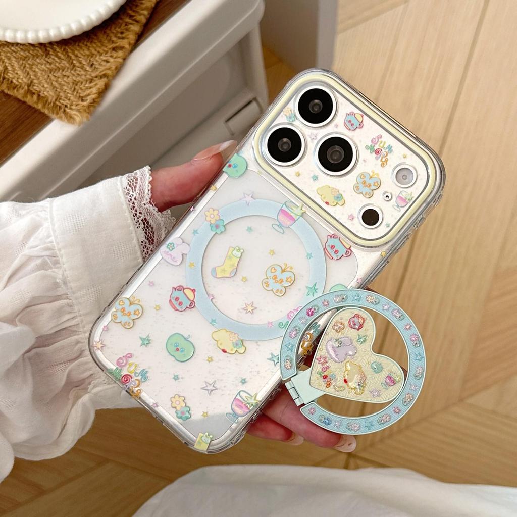 Cartoon Heart Magnetic Phone Case Compatible with iPhone 16, iPhone 17, and iPhone 17 Pro Max