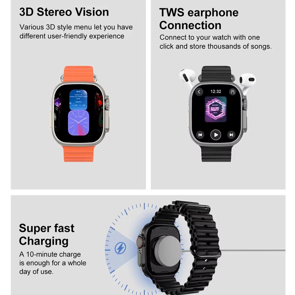 DT Ultra 3 Smartwatch Amoled Screen 4GB MP3 MP4 Player Bluetooth Network Sharing APP Store ChatGPT Smart AI Watch Men Sportwatch