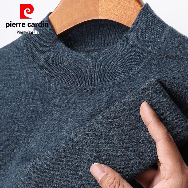 Pierre Cardin Men's 100% Pure Wool 3/4 Sleeve Semi-High Collar Sweater