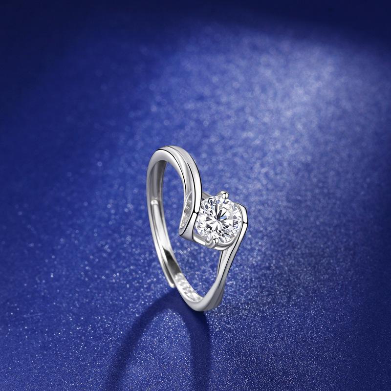 High-End S925 Sterling Silver Moissanite Open Heart Ring for Women - Elegant Gift for Girlfriend Adjustable Open Ring