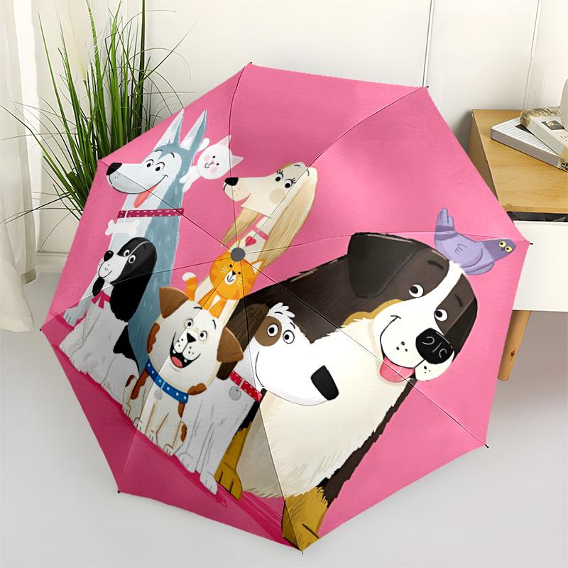 

1pc Dogs And Cats Automatic Folding Umbrella - Portable Collapsible Design, 8-Rib Iron Frame, Durable Fabric yy251125101