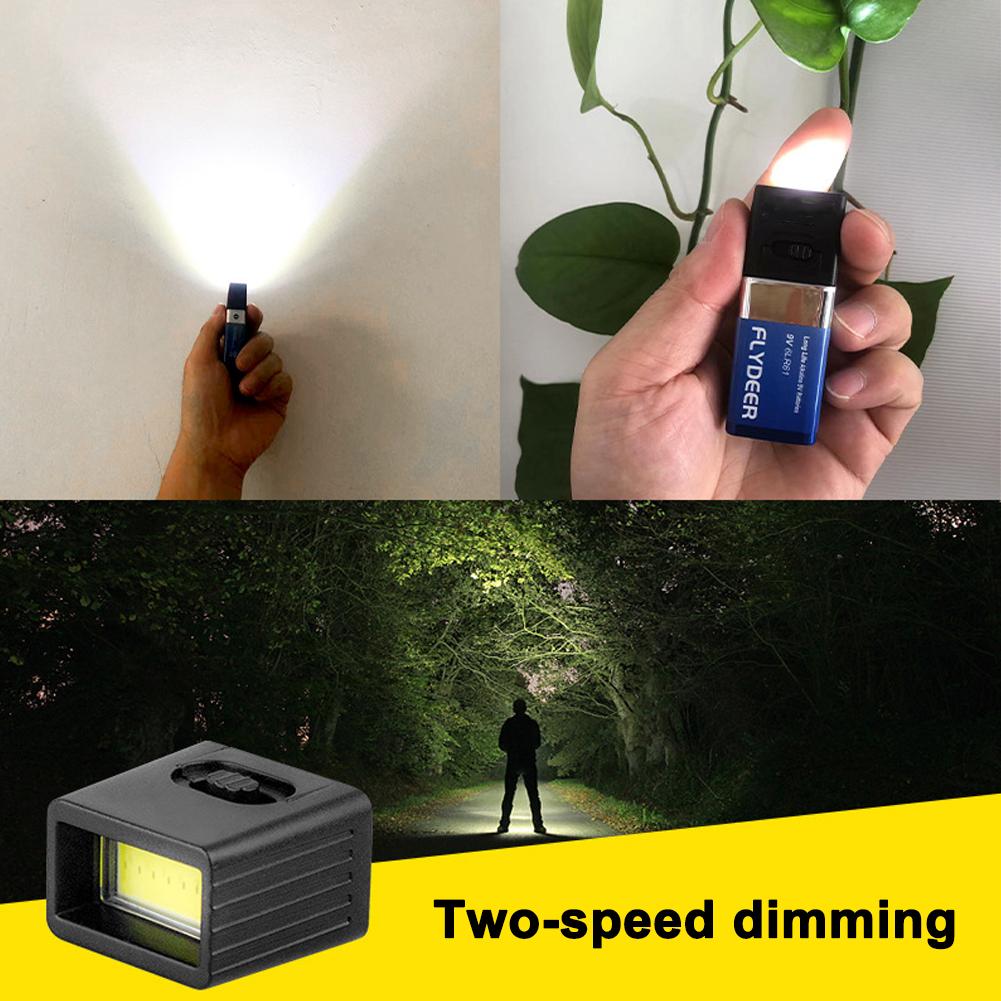 6V22 Battery Mini Portable Light 9V COB LED Work Light Flashlight for Outdoor Emergency Camping Hiking (Battery Not Included)