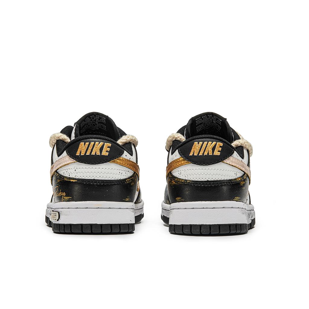 Nike Dunk Gold Legend Abrasion Resistant Abrasion Resistant Low top Skateboard Shoes Unisex White Black Gold DD1391-100(Team202-)