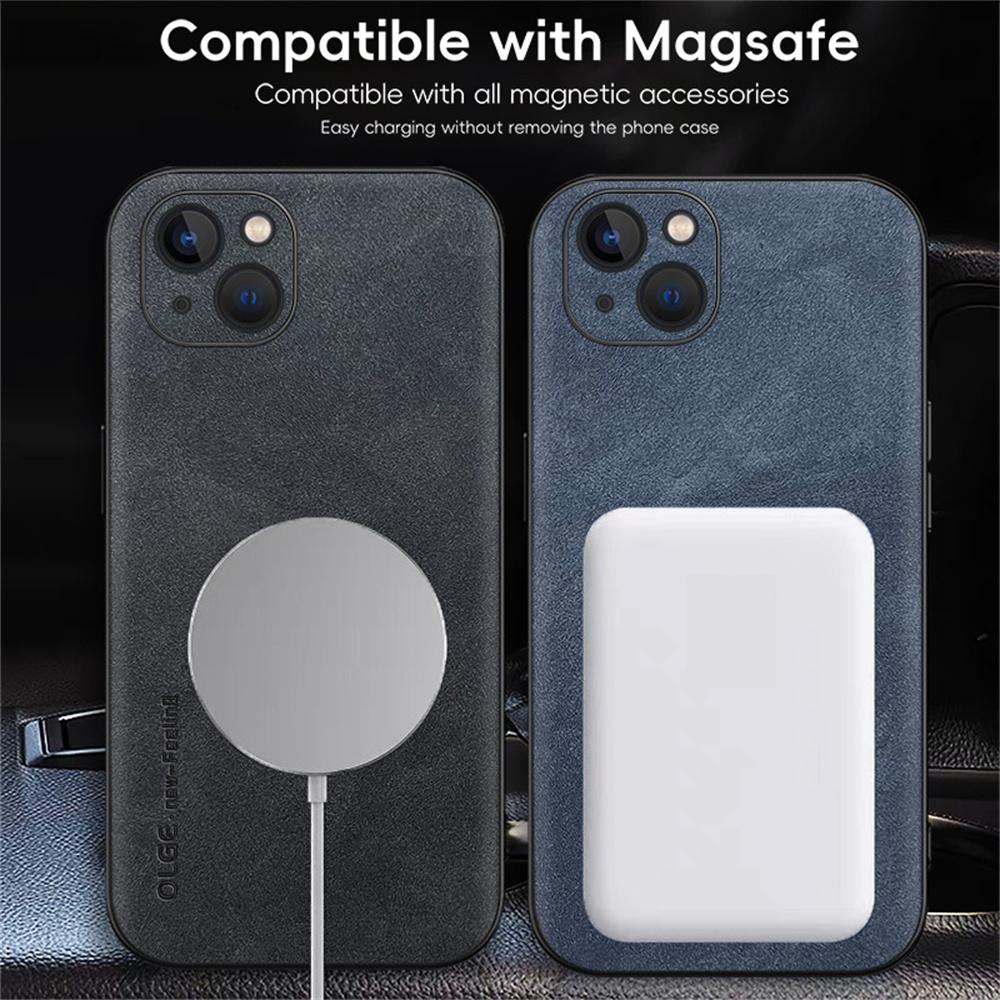 WANLONFENG YBP Series For iPhone 14 Magnetic Case with Tempered Glass Film PU Leather+TPU Phone Cover Precise Cutouts