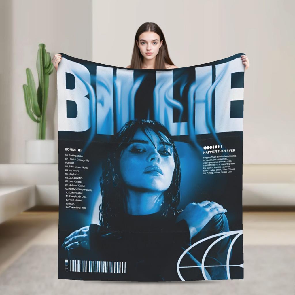 2025 Hit Me Hard And Soft Warm Soft Blanket Singer E-eilishes Tour Picnic Plush Throw Blanket Bed Flannel Bedspread Sofa Bed