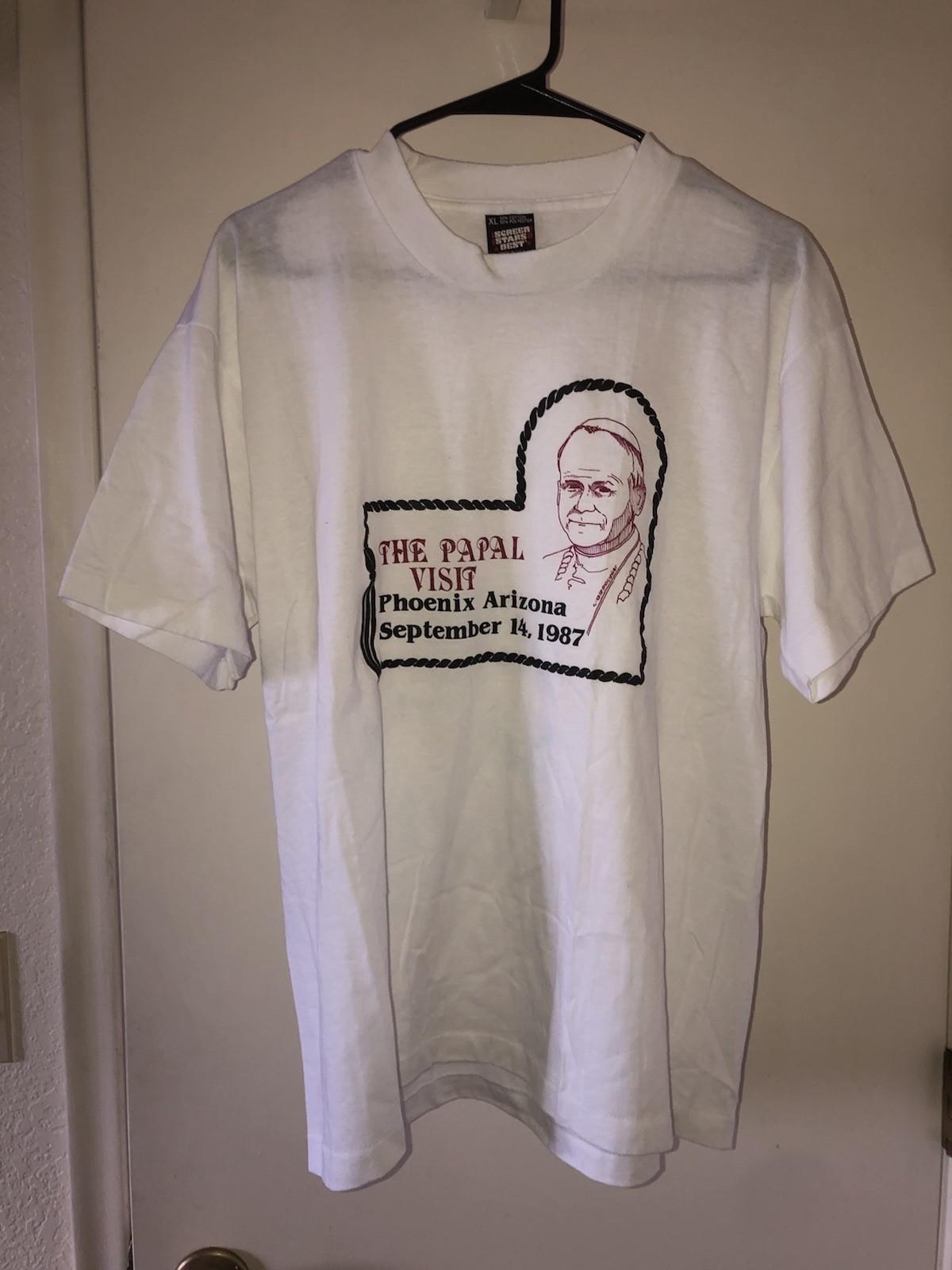 Vintage 1987 Pope John Paul II USA Tour Catholic Arizona Size XL RARE Unisex T-Shirt XL