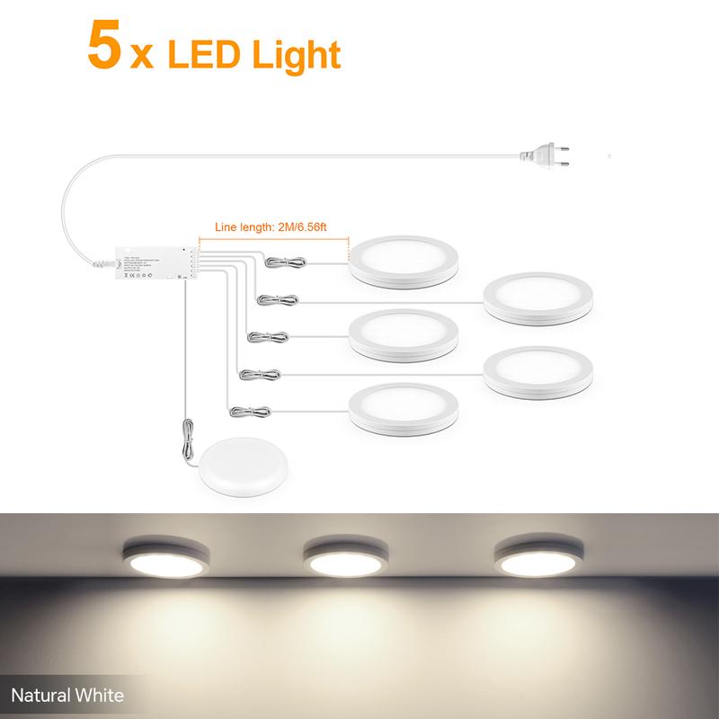 Ultradünne 5W LED Deckenpaneelleuchten Dimmbar Touchsensor Schrankleuchte für Schrank, Ausstellungsregal, Schrank