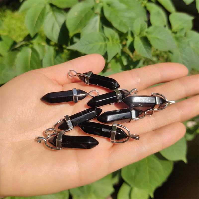 Crystal Hexagonal Pendant Necklace - European & American Popular Luminous Bullet Head Design