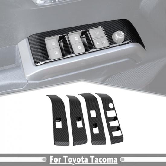 For Toyota Tacoma 2016- Carbon Fiber Interior Door Window Switch Cover Trim