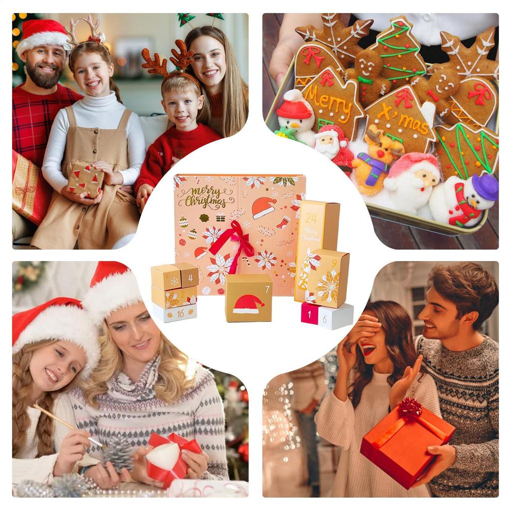 Christmas Calendar Advent Boxes 2025 Empty Calendar Advent Box Foldable Christmas 24 Days Calendar Gift Filling Box for Festival