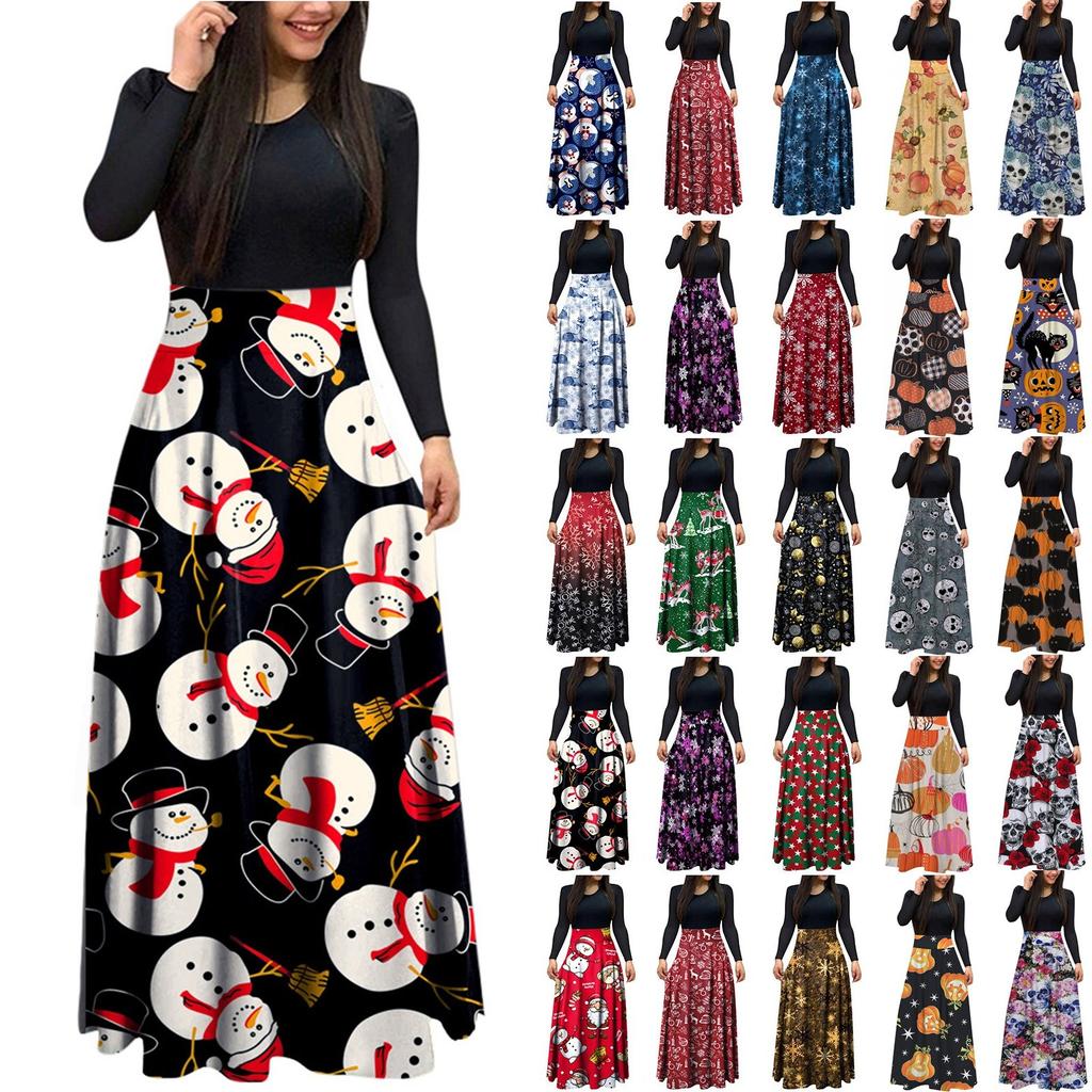 Printed Long Sleeve Round Neck Cape