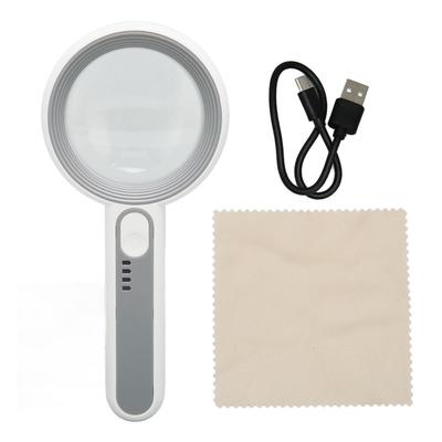 Handheld Magnifier Portable Rechargeable Optical Lens Touch Control LED Lighted Magnifier for