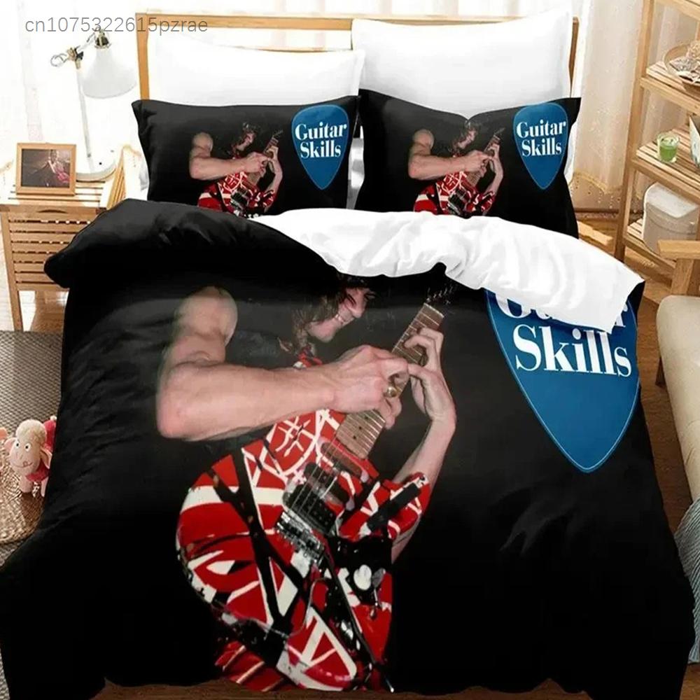 3D Print Eddie Van Halen Bedding Set Duvet Cover Bed Set Quilt Cover Pillowcase Comforter King Queen Size Boys Adult