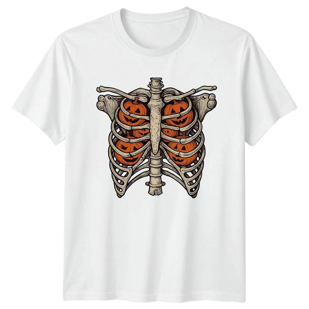 Retro Halloween Ribcage Pumpkins TShirt Halloween Gift For Him And Her S