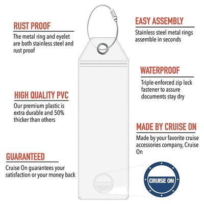 Cruise Luggage Suitcase Tag Label Holder Zip Seal  Steel Loops For Travel