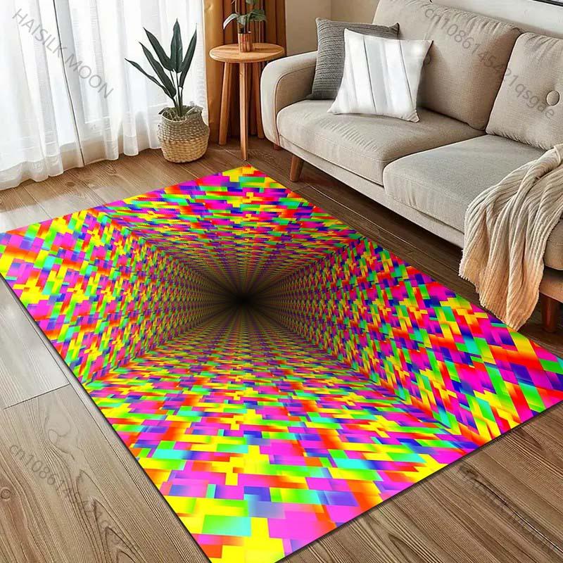 3D Optical Illusion Printing Carpet for Living Room Bedroom Sofa Doormat Home Decor Area Rugged Non-slip Floor Mat Large Size
