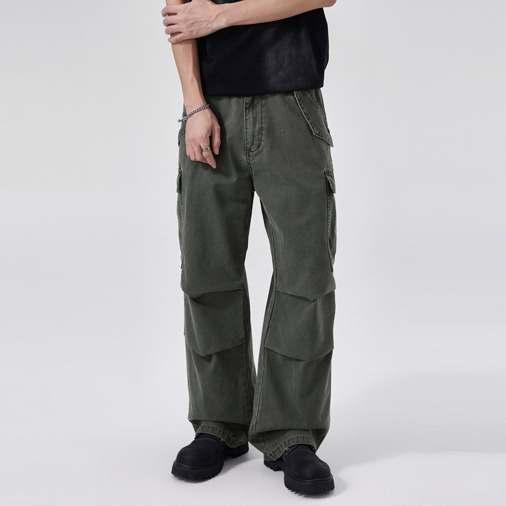 New American outdoor tooling casual pants men's summer tide brand loose straight paratrooper pants mid waist